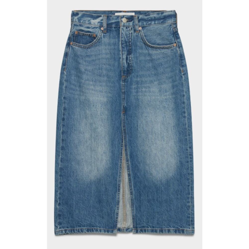Aritizia Denim Forum Skirt 90's Halle Jean Skirt 29 Jean Front Slit Midi 8